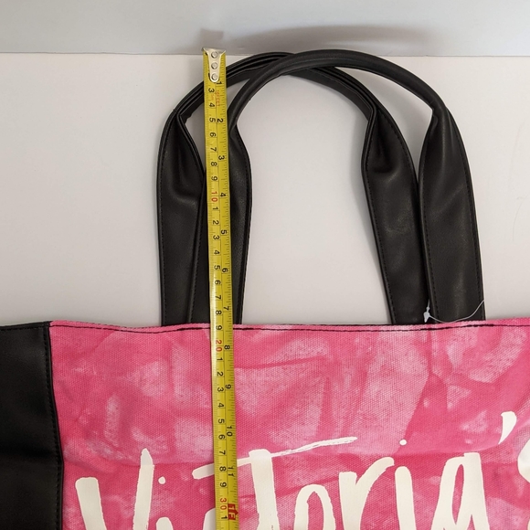 Victoria Secret Getaway Tye Dye Pink Black Faux Leather Beach Summer Tote Bag - Picture 8 of 8